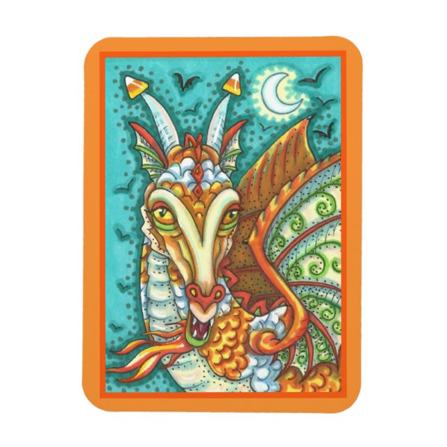 MAGIC CANDY CORN DRAGON, HALLOWEEN FANTASY BEAST MAGNET (Vertikal)