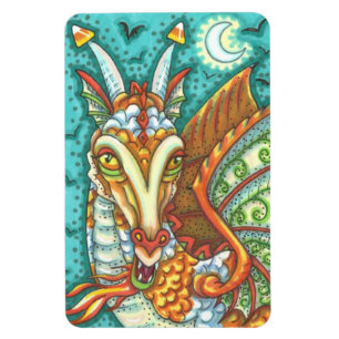 MAGIC CANDY CORN DRAGON, HALLOWEEN FANTASY BEAST MAGNET