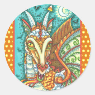MAGIC CANDY CORN DRAGON, HALLOWEEN FANTASY RUNDER AUFKLEBER