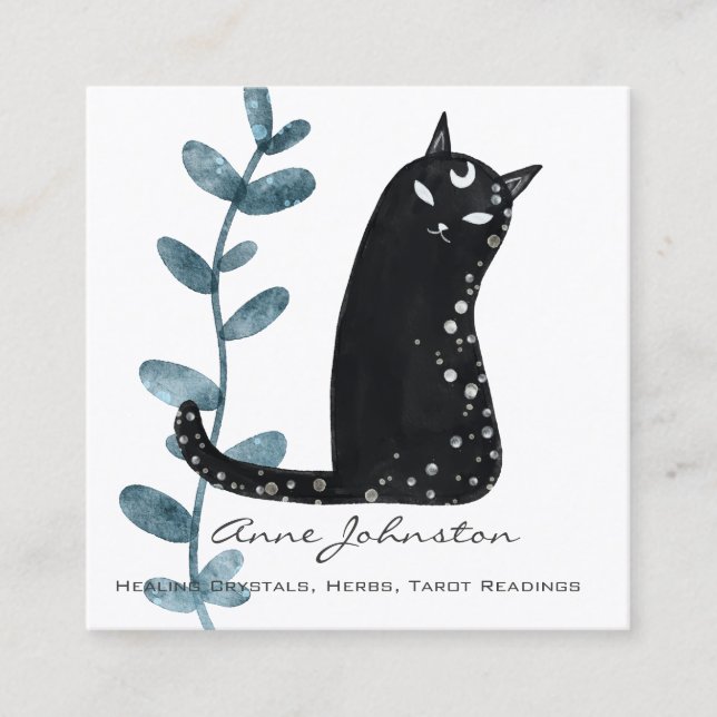 Magic Cat Square Business Card Quadratische Visitenkarte (Vorderseite)