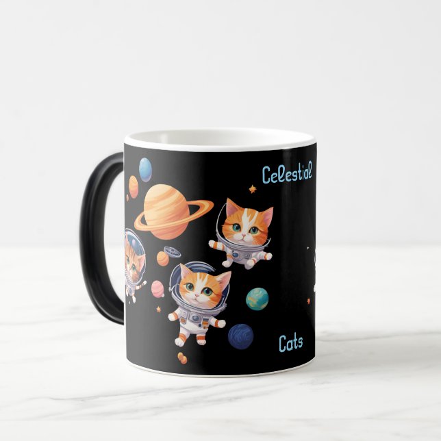 Magic Celestial Cats Morphing Mug – Astronaut Cats Among (Devant gauche)