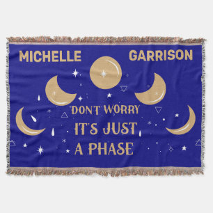 Magic Celestial Moon Phase Personalisiert Navy Blu Decke