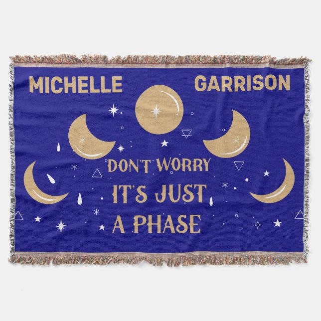 Magic Celestial Moon Phase Personalisiert Navy Blu Decke (Vorderseite)