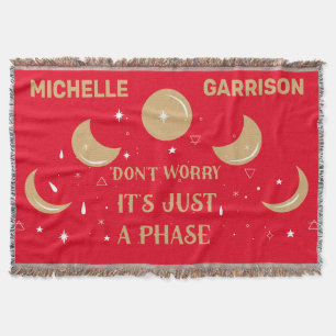 Magic Celestial Moon Phase Personalisiert Neon Red Decke