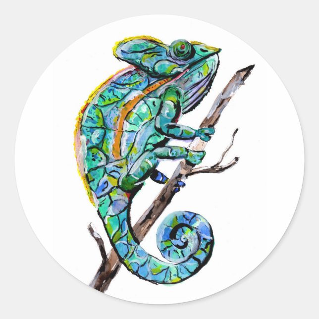 Magic Chameleon Runder Aufkleber (Vorderseite)