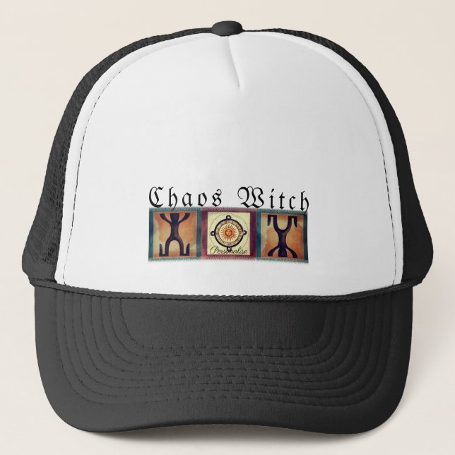 Magic Chaos Hexe Zodiac Sun Caveman Poppet Truckerkappe (Vorderseite)