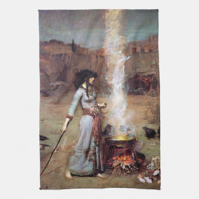 Magic Circle, John William Waterhouse Geschirrtuch (Vertikal)