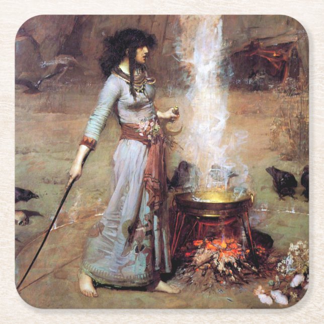Magic Circle, John William Waterhouse Rechteckiger Pappuntersetzer (Vorderseite)