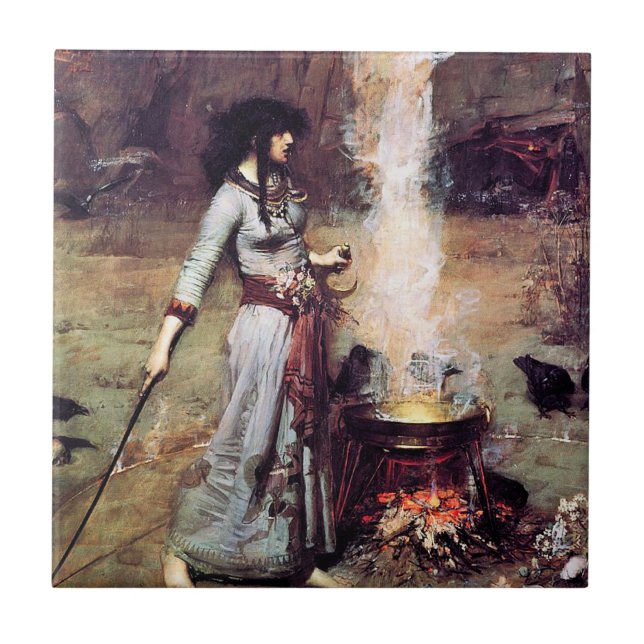 Magic Circle Waterhouse Pre-Raphaelite Tile Fliese (Vorderseite)