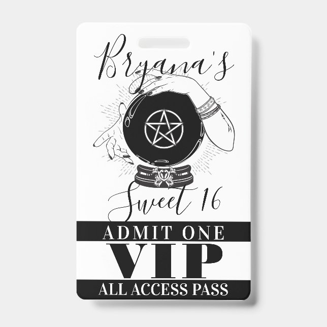 Magic Crystal Ball Fortune Teller Party VIP Pass Ausweis (Front)