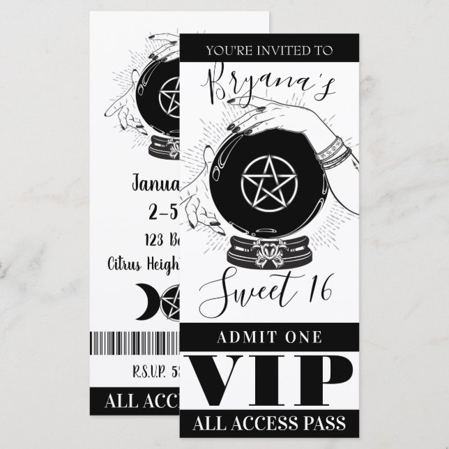 Magic Crystal Ball Fortune Teller Party VIP Ticket (Vorne/Hinten)