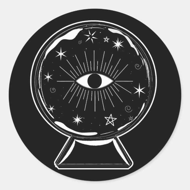 Magic Crystal Ball Schrecken sehen Auge erzählt al Runder Aufkleber (Vorderseite)