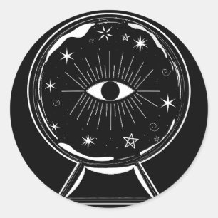 Magic Crystal Ball Schrecken sehen Auge erzählt al Runder Aufkleber