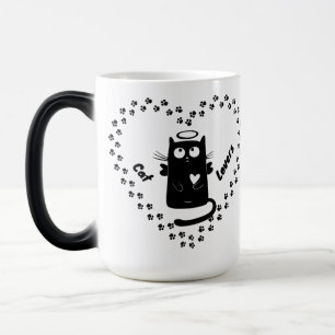 Magic Cute Black Angel Cat Lovers Heart Mug