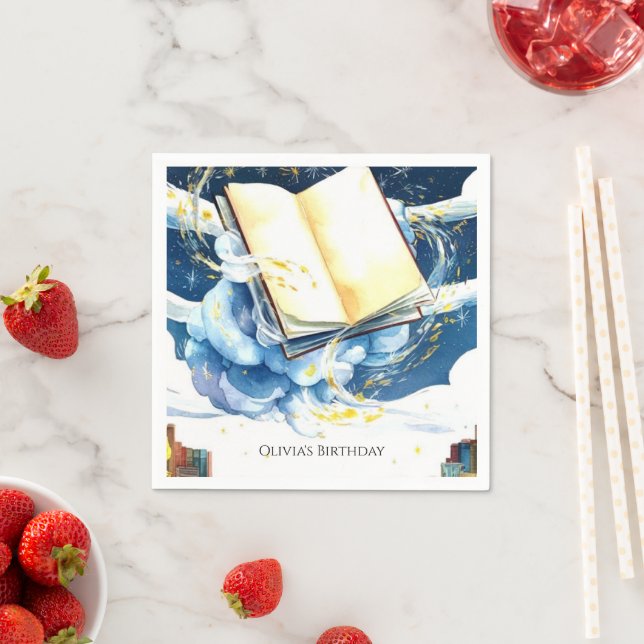 Magic Editable Library Storybook Birthday Serviette (Beispiel)