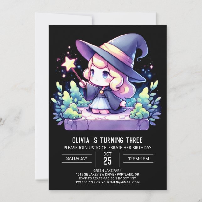 Magic Elegant Wizard Geburtstag Einladung (Vorderseite)