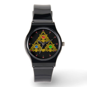 MAGIC ELFIC TALISMAN /GOLD TRIANGLE MIT GEMSTONS ARMBANDUHR