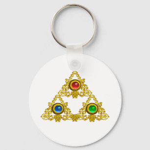 MAGIC ELFIC TALISMAN /GOLD TRIANGLE MIT GEMSTONS SCHLÜSSELANHÄNGER