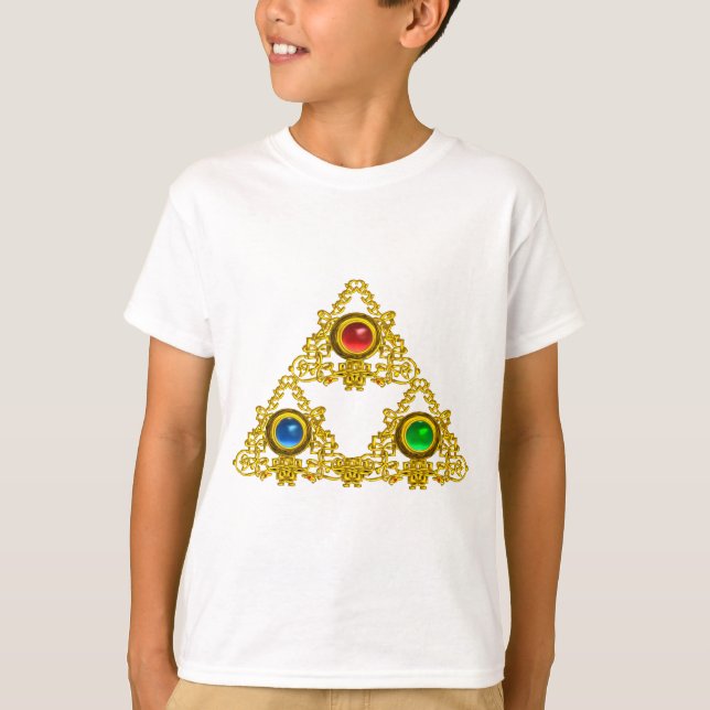 MAGIC ELFIC TALISMAN /GOLD TRIANGLE MIT GEMSTONS T-Shirt (Vorderseite)
