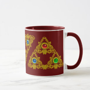 MAGIC ELFIC TALISMAN /GOLD TRIANGLE MIT GEMSTONS TASSE