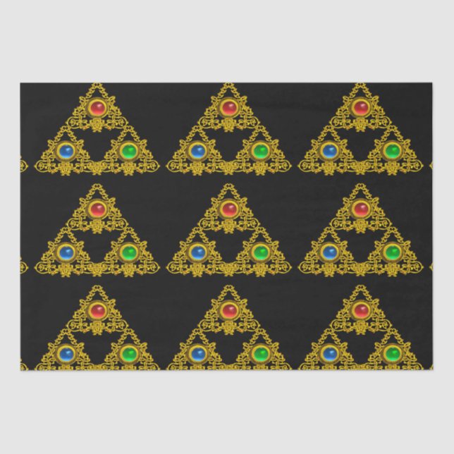 MAGIC ELFIC TALISMAN, SCHWARZE GOLD TRIANGLE, GEMS SEIDENPAPIER (Vorderseite)