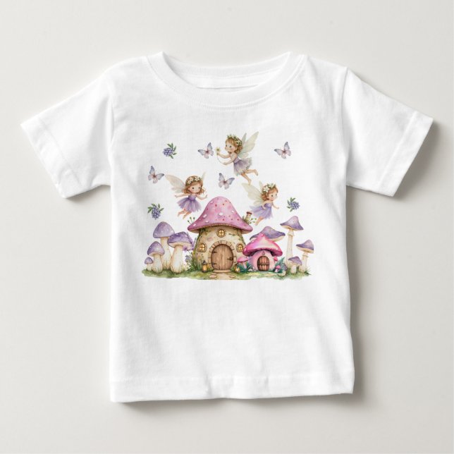 Magic Fairies Pink Mushrooms Baby T-shirt (Vorderseite)