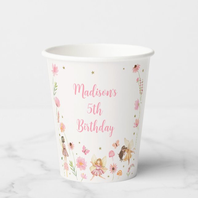 Magic Fairy Garden Floral Geburtstag Pappbecher (Vorderseite)