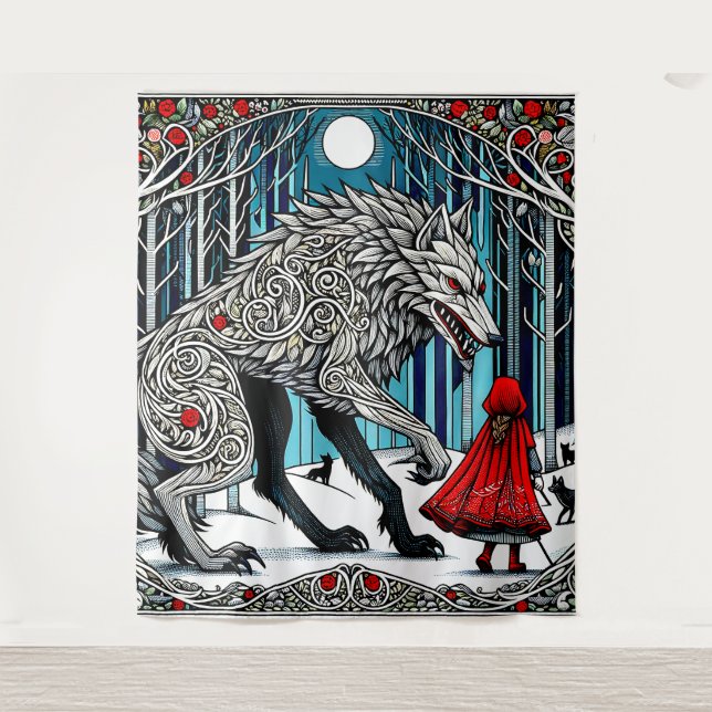 Magic Fairy Tales, skandinavisches Design Wandteppich (Vorderseite)