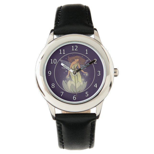 Magic Fairy White Blume Glow Fantasy Art Armbanduhr (Vorderseite)