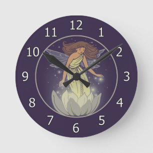 Magic Fairy White Blume Glow Fantasy Art Runde Wanduhr