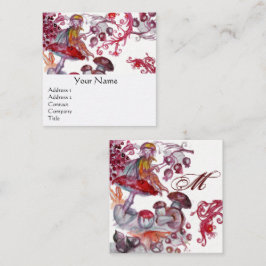 MAGIC FOLLET OF MUSHROOMS Fantasy Floral Monogram Quadratische Visitenkarte