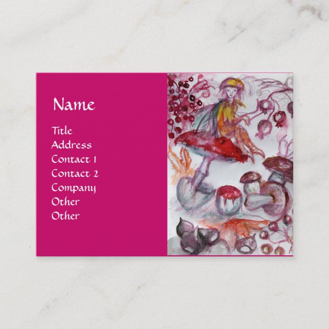 MAGIC FOLLET OF MUSHROOMS Fantasy Pink Lila Red Visitenkarte (Vorderseite)