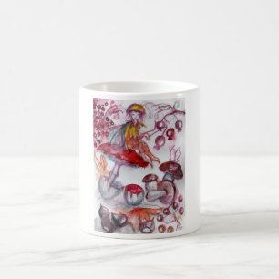 MAGIC FOLLET OF MUSHROOMS Red White Floral Fantasy Kaffeetasse
