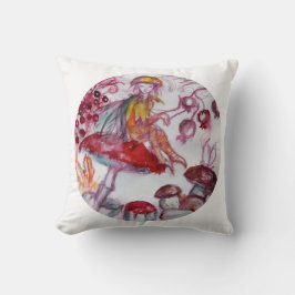 MAGIC FOLLET OF MUSHROOMS Red White Floral Fantasy Kissen