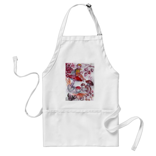 MAGIC FOLLET OF MUSHROOMS Red White Floral Fantasy Schürze (Vorne)