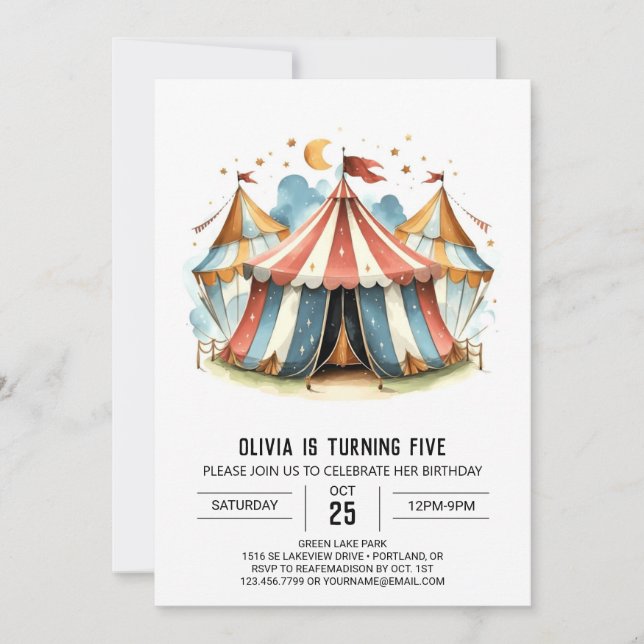 Magic Fun Festival Circus Geburtstag Einladung (Vorderseite)