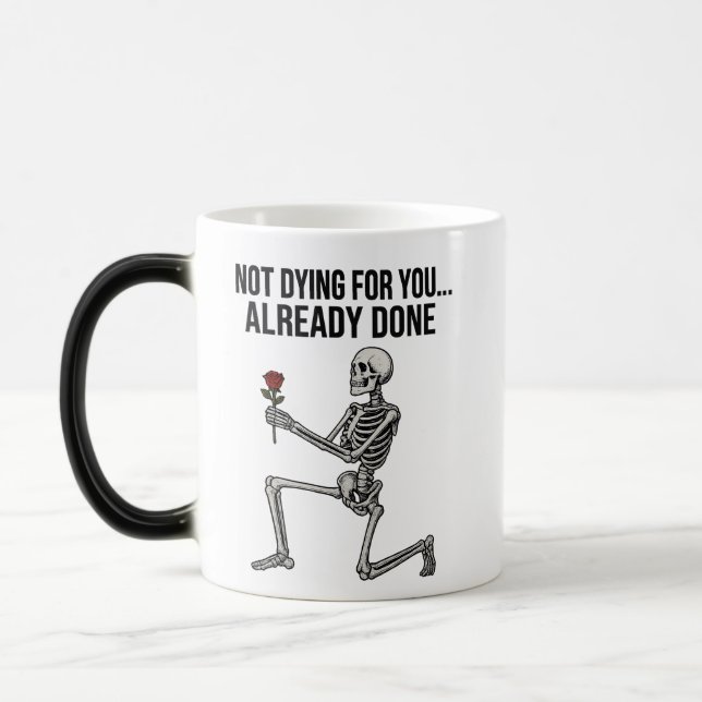 Magic Funny Dark Humor Skeleton with Rose Mug (Gauche)