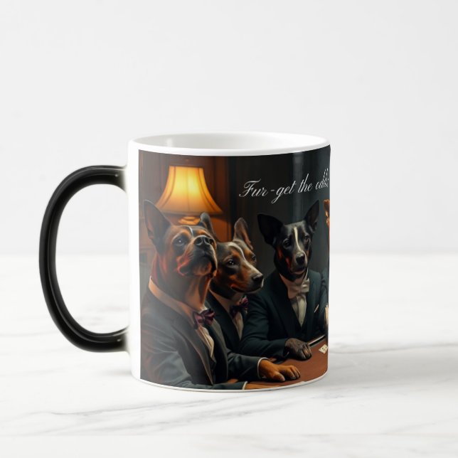 Magic Fur-get the Odds – Magical Morphing Poker Dogs Mug (Gauche)
