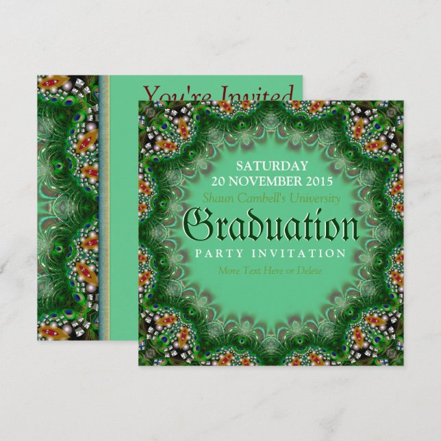 Magic Garden Green Lace Graduation Einladungen (Vorne/Hinten)