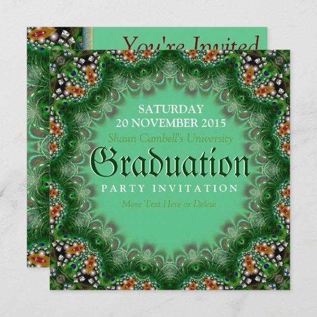 Magic Garden Green Lace Graduation Invitations (Devant / Derrière)