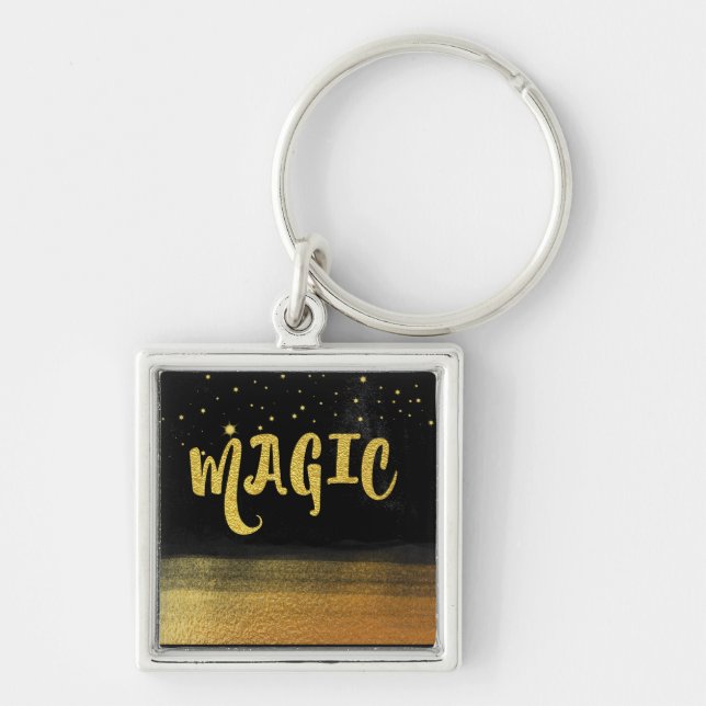 *~* MAGIC Gold & Black Chic Magie Gute Bilder Schlüsselanhänger (Vorne)