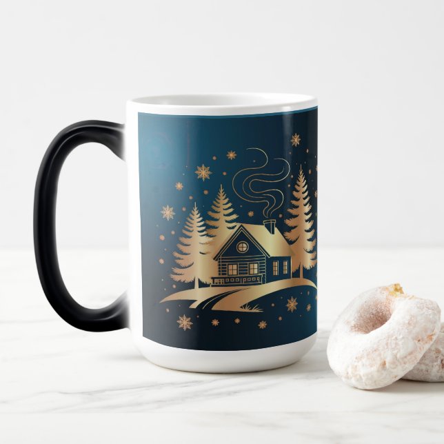 Magic Golden Cabin Blue Morphing Mug (Avec donut)