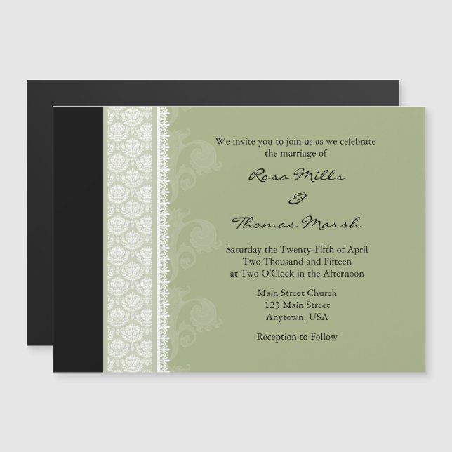 Magic Green Modern Magnetic Wedding Einladung (Vorne/Hinten)