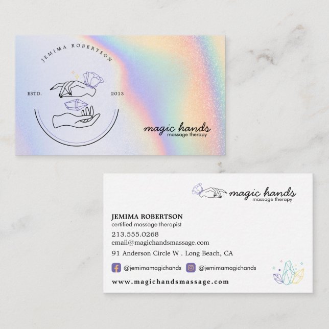 Magic Hands Massage Therapist Esoteric Business Visitenkarte (Vorne/Hinten)