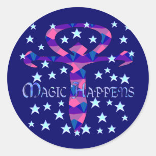 Magic Happens Runder Aufkleber