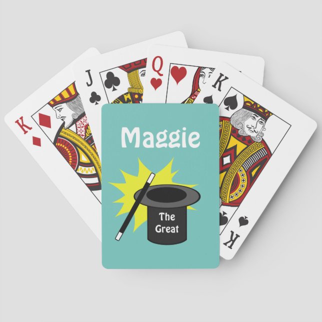 Magic Hat Aquamarin Personalisiert Spielkarten (Rückseite)
