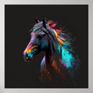 Magic Horse, Abstract Colors , Art Print Wall Poster