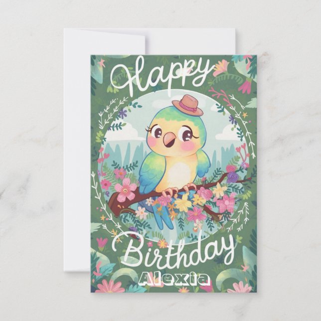 Magic Hübsch Parrot Digital Geburtstag Karte (Vorderseite)