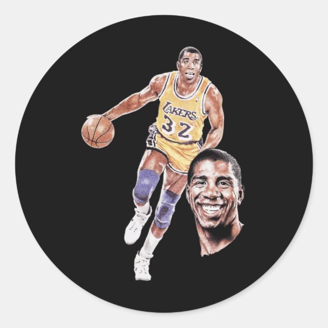 Magic Johnson Art Graphic Runder Aufkleber (Vorderseite)