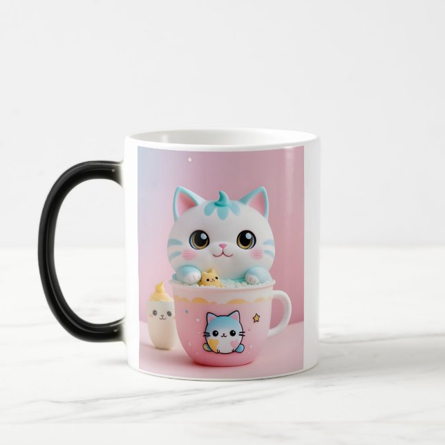 Magic Kawaii Chat Boubble Thé Mug - Jote Pastel esthétiq (Gauche)